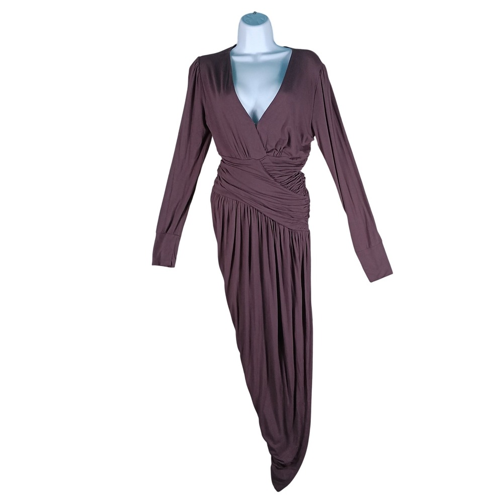 Young Fabulous & Broke Maxi Dress Womens Small Purple Long Sleeve Ruched V-Neck